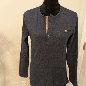 H 2 H Men's Classic Navy Long Sleeve Henley